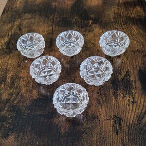 Vintage Set of 6 Cut Chrystal Diamond Pattern Salt Cellers.